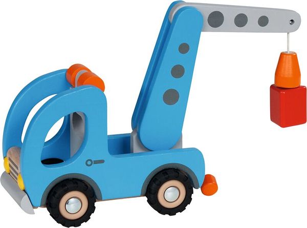 GOKI Kranwagen mit Anhänger aus Holz, ab 3 Jahre
