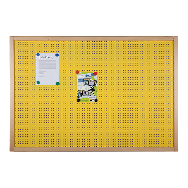 tackboard, noticeboard, pinboard, gelb, perforated
