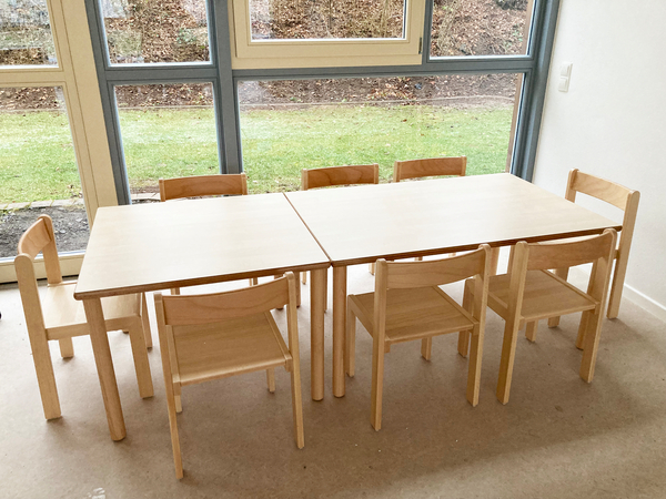 BasicPlus Rundtisch ohne Zarge, Buche hell, Tischplatte Multiplex, Holzbeine, H: 80 cm