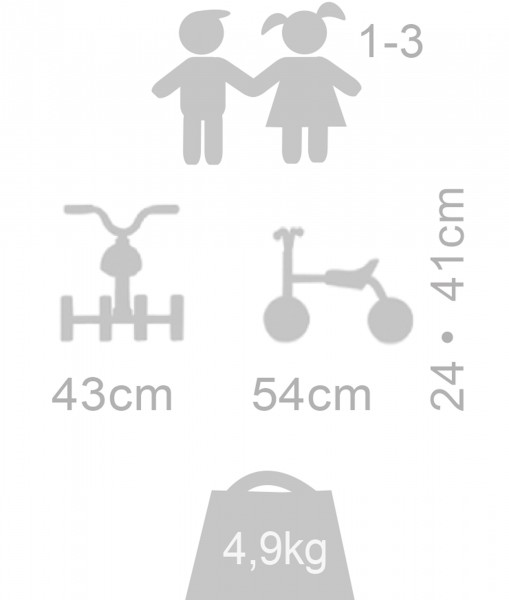 Kinderfahrzeug, Dreirad, Balancebike, Größe 24-41 cm, Gewicht 4,9 kg