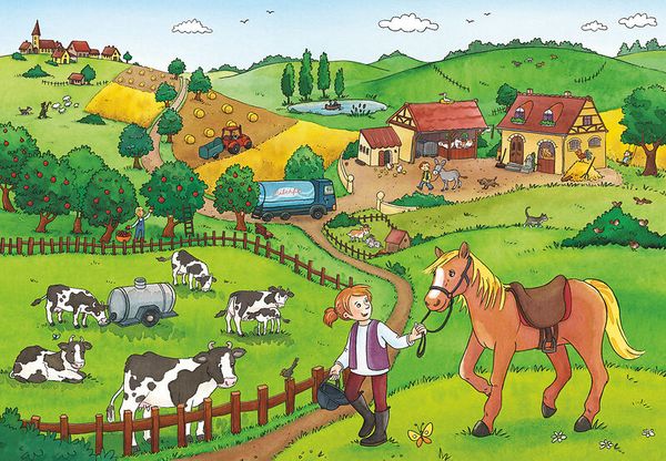 RAVENSBURGER Puzzle Fleißig auf dem Bauernhof, 2 x 12 Teile, ab 3 Jahre