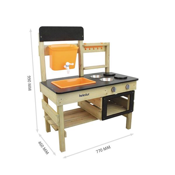 Kinderküchenset, Holz, Waschbecken, Spülzeug, Kinderspielküche