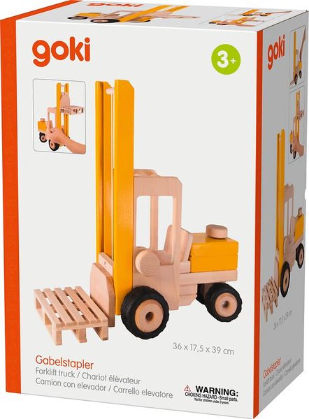 GOKI Gabelstapler aus Holz, 36 x 17,5 x 39 cm, ab 3 Jahre
