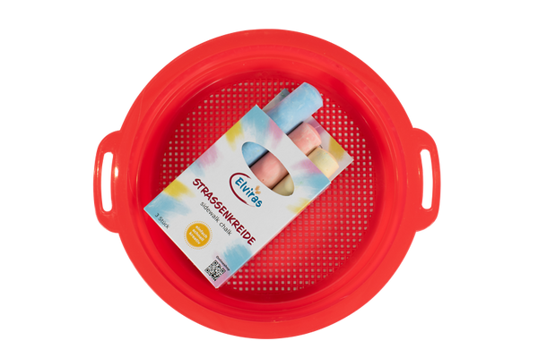 Großes Sandsieb mit Straßenkreide, 12 Sets