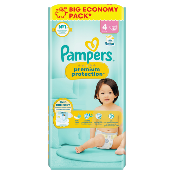 PAMPERS Premium Protection Gr. 4, Maxi 9-14 kg, 52 Stk.