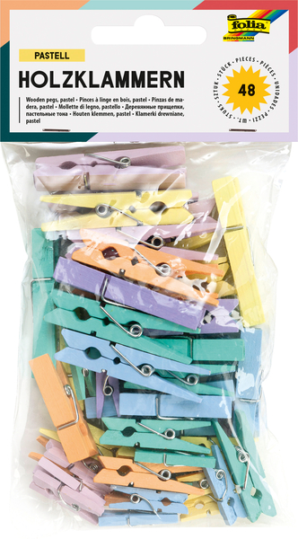 FOLIA Holzklammern in Pastellfarben, 3 Größen, 48 Stück FOLIA Holzklammern in Pastellfarben, 3 Größen, 48 Stück