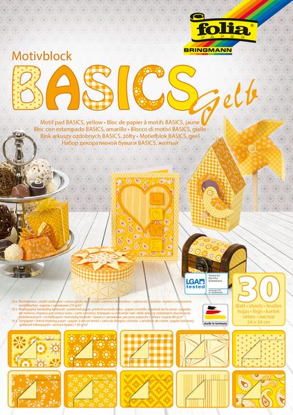 FOLIA Motivblock Basics, 30 Blatt in einer Farbe (wählbar)