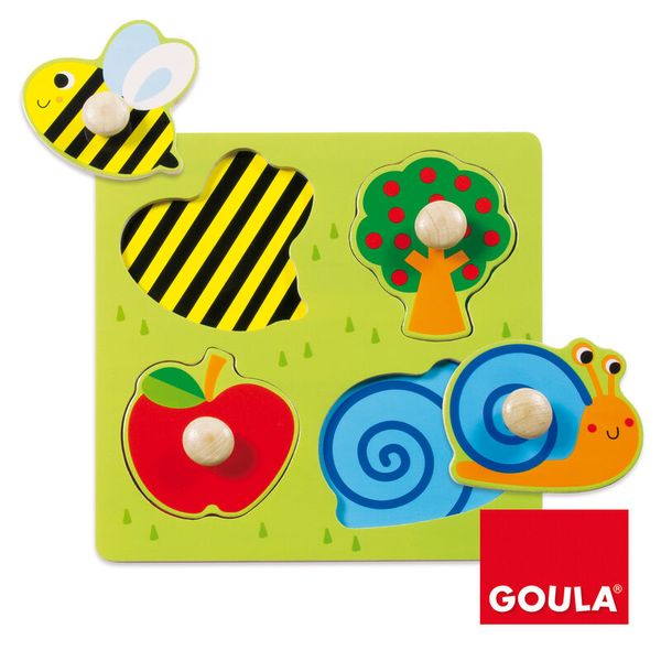 GOULA Holz-Puzzle Garten, 4 Teile, ab 2 Jahre
