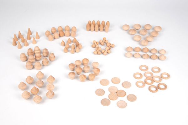 Holzstücke, Spielmarken, Holzperlen, Ringsymbole, Scheibenmarken
