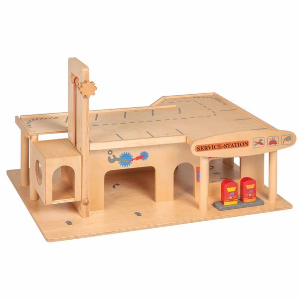 EDUCO Parkhaus aus Holz mit Tankstelle und Werkstatt EDUCO Parkhaus aus Holz mit Tankstelle und Werkstatt