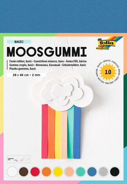 FOLIA Moosgummi Grundfarben, 40 x 29 cm, 10 Bogen