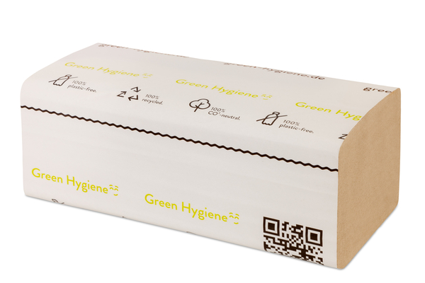 GREEN HYGIENE Palette -  CO2 neutralisiertes Handtuchpapier 1-lagig, FALK, natur, V-Falz, 25x23 cm, 160.000 Blatt GREEN HYGIENE Palette -  CO2 neutralisiertes Handtuchpapier 1-lagig, FALK, natur, V-Falz, 25x23 cm, 160.000 Blatt
