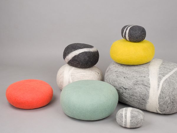 Filz-Sitzkissen Grüngelb/Anthrazit, 38 x 14 cm bzw. 48 x 18 cm