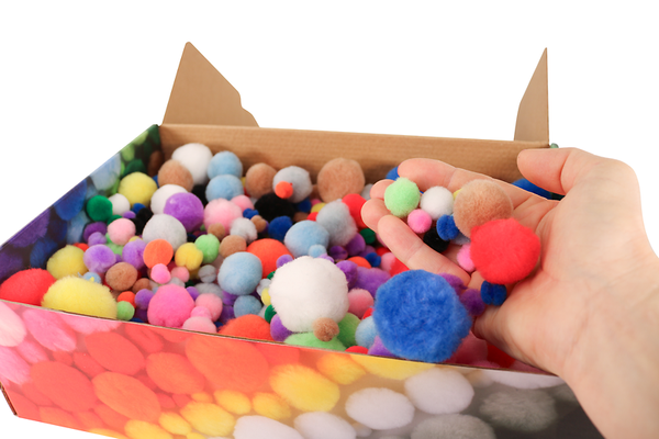 FOLIA Pompons Mix bunt, Ø 1-4 cm, 930 Stück Großpackung