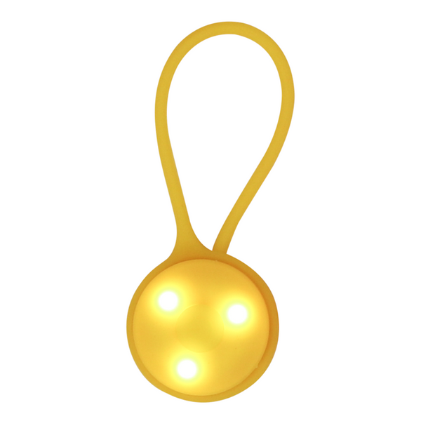 LED-Schlüsselanhänger, Leuchtender Schlüsselanhänger, goldene Farbe, runder Knopf, Silikonband