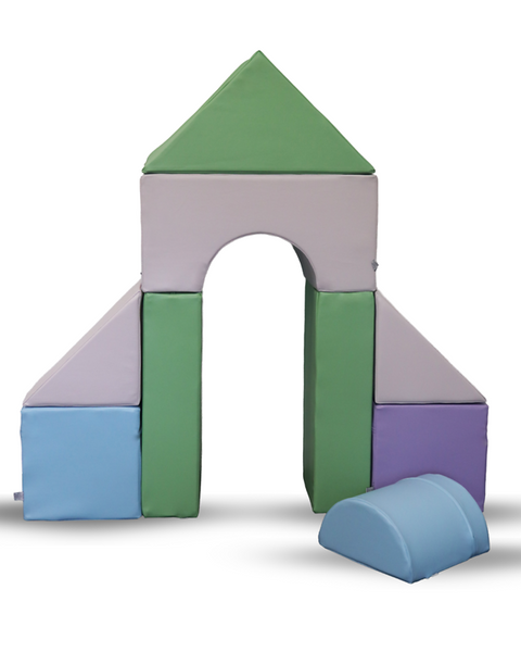 KITAEINKAUF Schaumstoff-Großbausteine, Happy Castle Set Mini, 9 Teile, Farbkombination wählbar