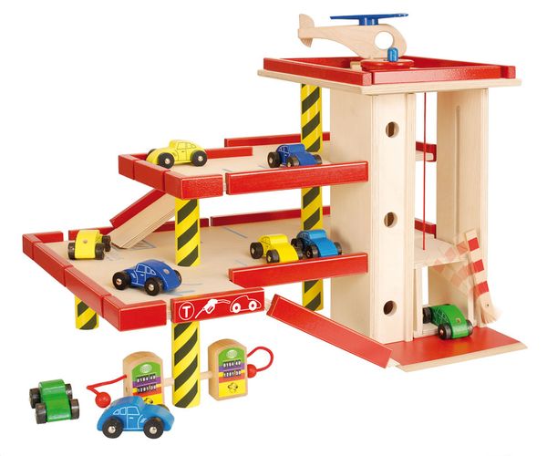 Holzspielzeug, Parkhaus, Autos, Autospielzeug, Kletterturm