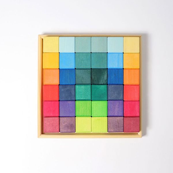 GRIMM´S Regenbogen Mosaik, 36 Klötze + 1 Holzrahmen, ab 1 Jahr