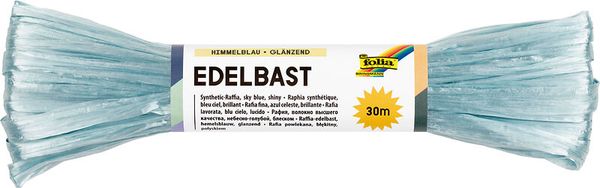 Kunststoffbast, Bast, Blau, 3D-Label, Glänzend