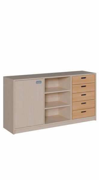 Sideboard, Schrank, Schubladen, offene Regale, Holz