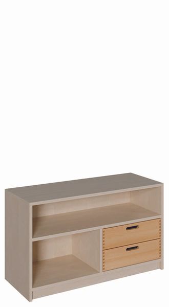 Schrank mit 2 Massivholzschüben und Einlegeböden (B/H/T: 102 x 60 x 40 cm)