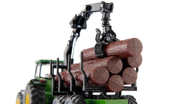 SIKU John Deere Traktor mit Forstanhänger