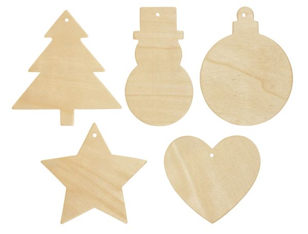 Holzanhänger, Baumschmuck, Weihnachtsdeko, Herzform, Sterneform