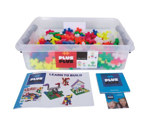 Bausteine, Bauklötze, Kunststoffkasten, Klettsteine, Lernspielzeug