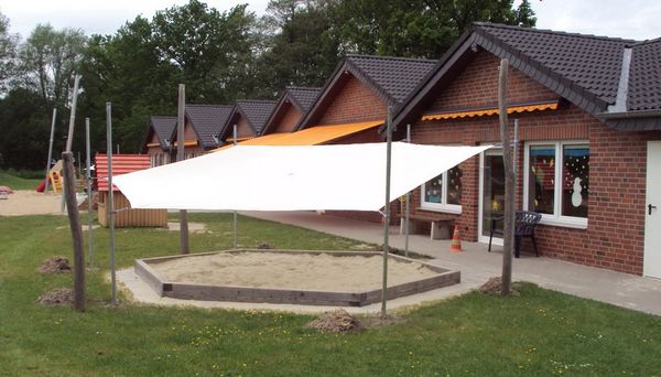 Sonnenschutzanlage Sechseck, Innenmaß ca. 6,93 m inkl. Mittelpfosten, 200 g/qm