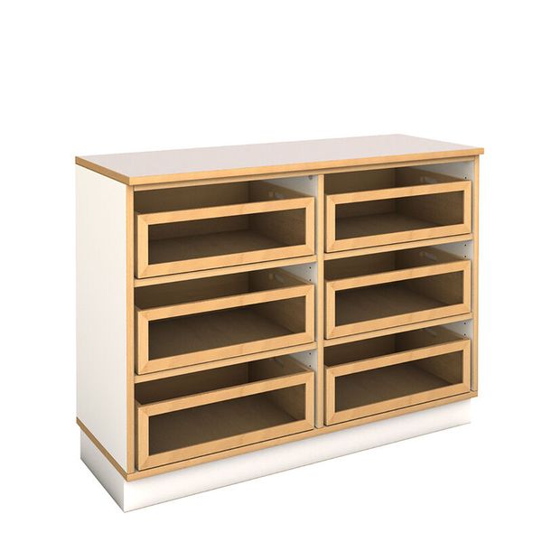 DECOR Breites Regal mit 6 Sicht-Stapelkisten