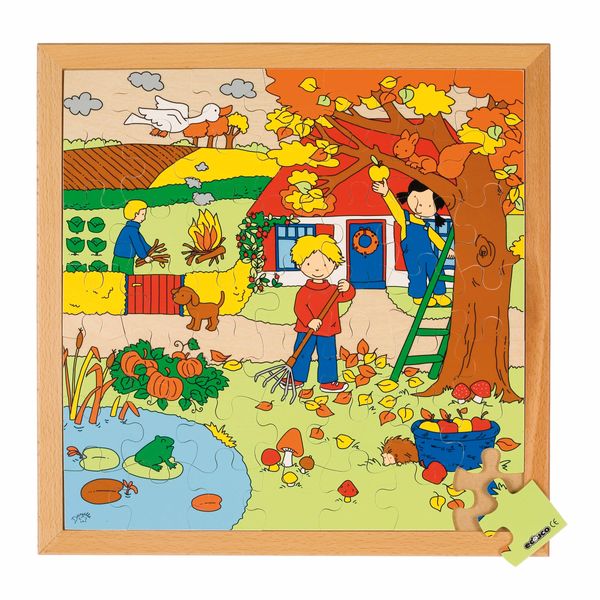 Puzzle, Kinder, Herbst, Garten, Haus