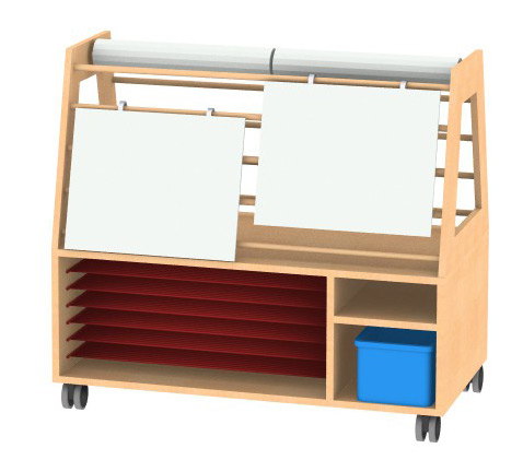 Rack, Chart stand, Drawing board, Dowels, Rolling cart
