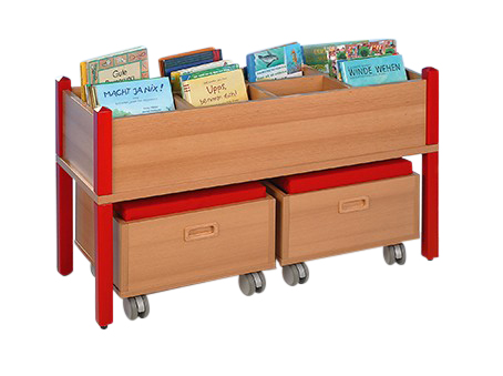 Kinderregal, Bücherregal, Aufbewahrung, Rollregal, Holzregal