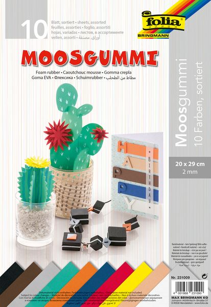FOLIA Moosgummi, 20x29 cm, 10 Bogen