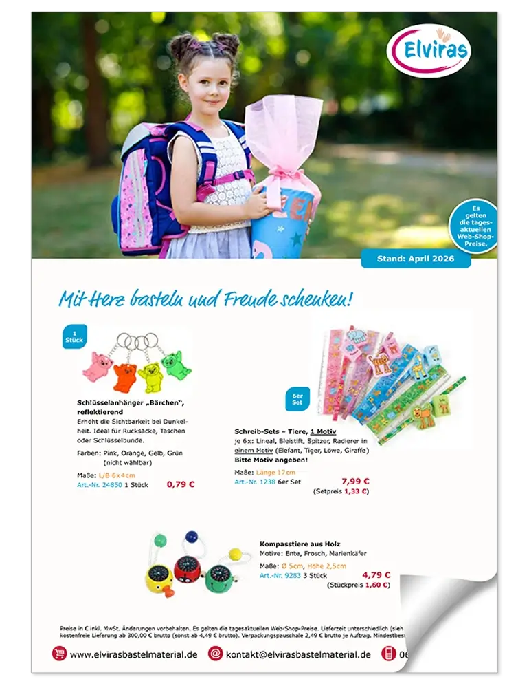 Titelseite der Elviras Sortimentsübersicht