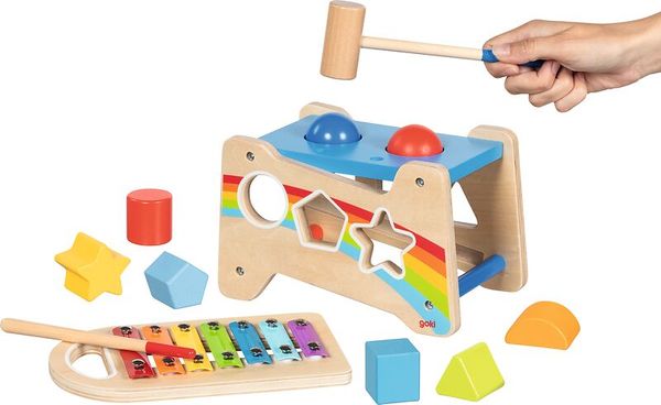 holzspielzeug, holzspiel, formenpuzzle, musikspiel, kinderhammer