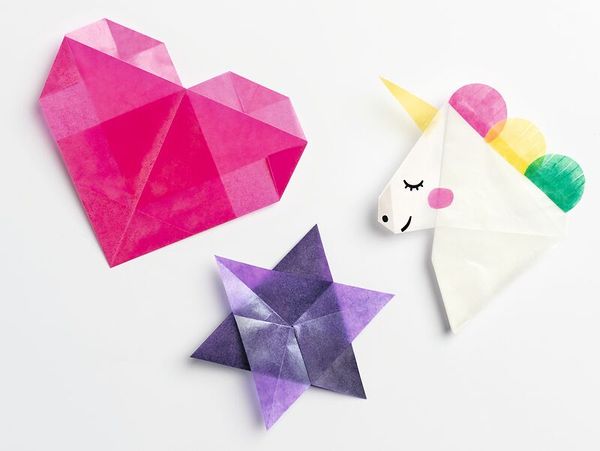 FOLIA Origamipapier, Transparentpapier bunt sortiert, 10x10 cm, 500 Blatt