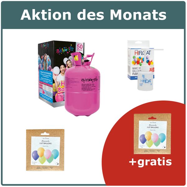 Helium-Set Party inkl. 20 Pastell Luftballons & Hi-Float Spezialkleber + 20 Pastell-Luftballons (AKTION)