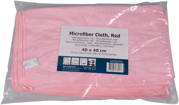 Microfasertuch, elastisch, rot, 40x40 cm, 10 Tücher