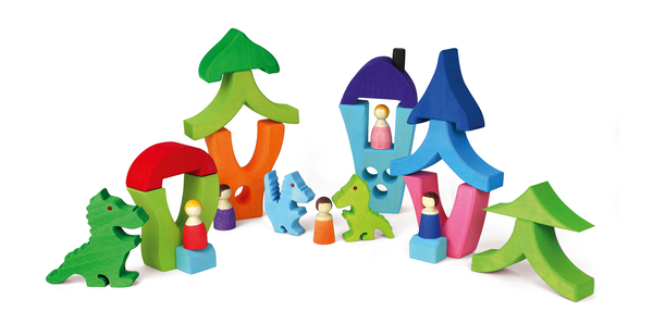 wooden blocks, bunte spielzeuge, konstruktionsbausteine, baumformen, figuren