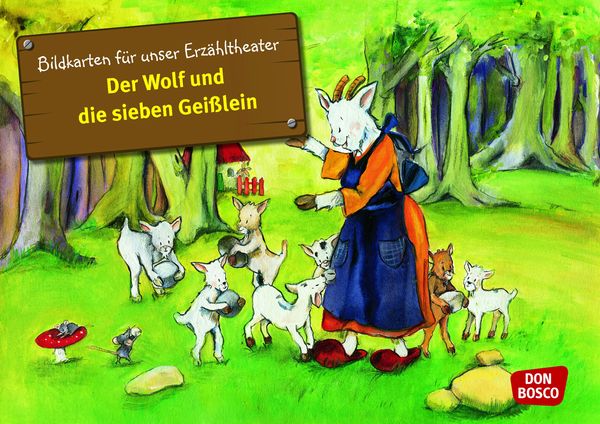 Gebrauchsbild, Märchenfigur, Ziegenkinder, Wolffigur, Helfende Bäuerin
