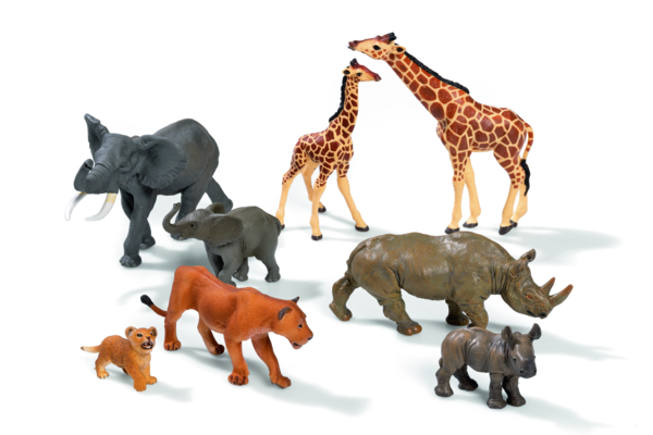 Tiermodell, Tierfiguren, Giraffen, Nashörner, Löwen, Elefant, FigurenSet