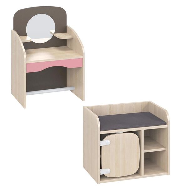 MATHOU Frisiertisch und Wickeltisch, 2-teiliges Set