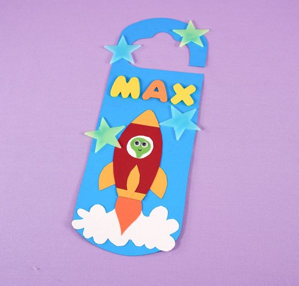 rocket, door hanger, space, stars, max