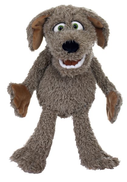 Plüschfigur, Hund, grau, lange Ohren, Großer Mund