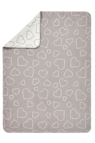 Babydecke, Herz-Muster, Stoffdecke, Graue Decke, Herz-Pattern
