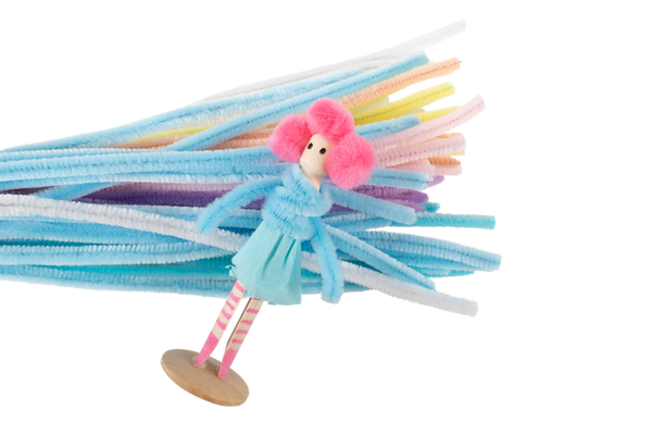 ELVIRAS Pfeifenputzer pastell, 50 cm lang, Ø 8 mm, farbig sortiert, 50 Stück