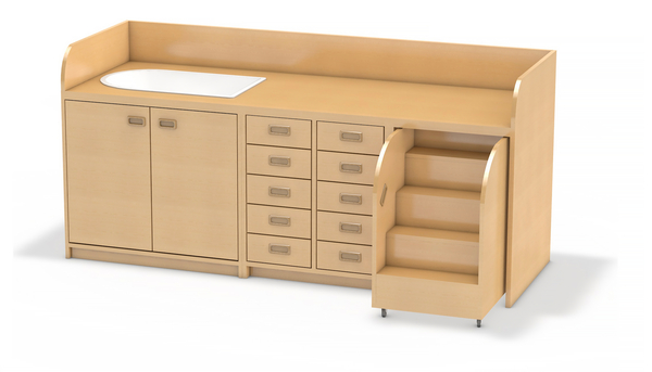 Küche, Unterschrank, Schubladen, Aufsatzbecken, Holzfarbe