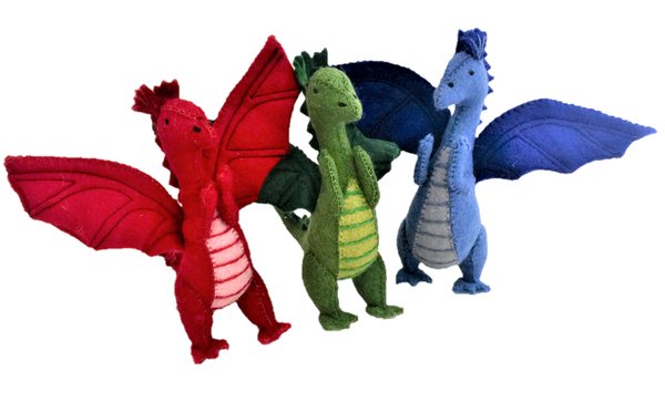 Drachen-Set aus Wollfilz, 3-teilig, (H: 25 cm) (SONDERANGEBOT) Drachen-Set aus Wollfilz, 3-teilig, (H: 25 cm) (SONDERANGEBOT)