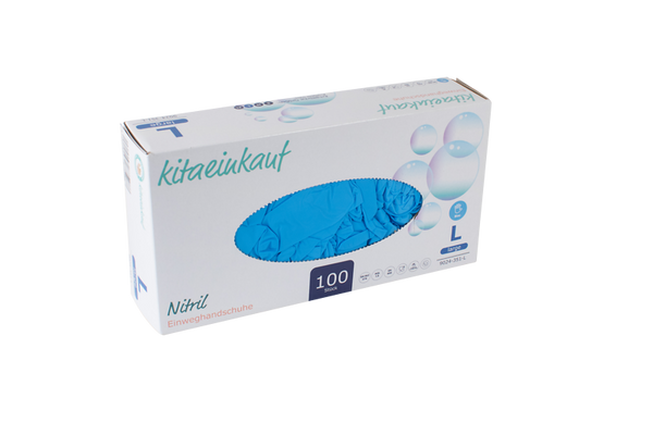 Handschuhe Nitril, puderfrei, Gr. L, 100 Stk., blau